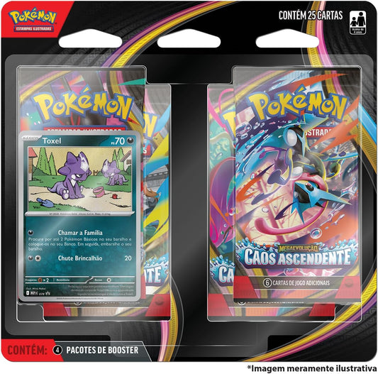 Pacote Booster - Blister Quadrúplo Pokémon Megaevolução Caos Ascendente