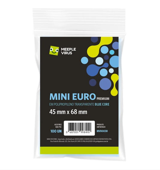 Sleeves Meeple Virus Mini Euro Premium 45 x 68 mm (Blue Core)